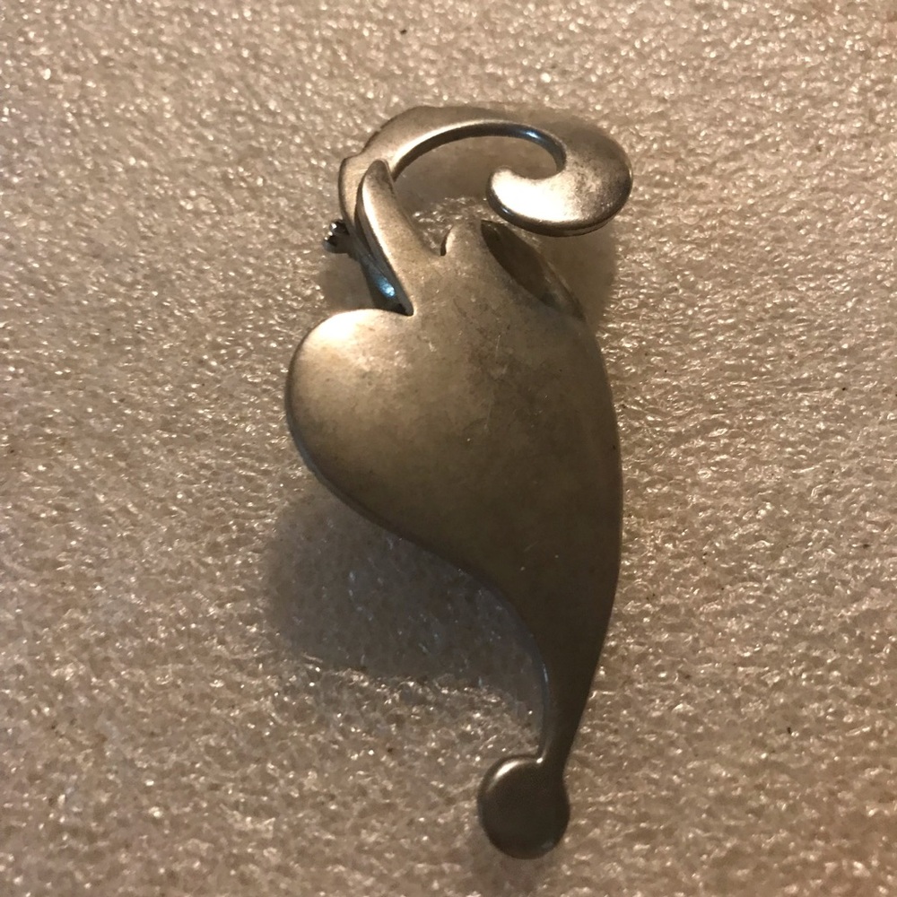 Silver-Tone Heart Drop Brooch - Women Jewelry